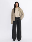 Donkergrijze wide leg jeans hill low relaxed