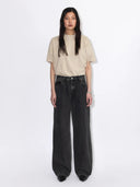 Donkergrijze wide leg jeans hill low relaxed