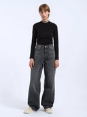 Donkergrijze wide-leg jeans donna