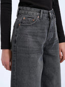 Donkergrijze wide-leg jeans donna