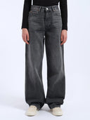 Donkergrijze wide-leg jeans donna