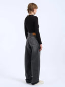 Donkergrijze wide-leg jeans donna