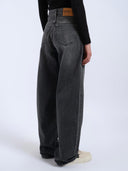 Donkergrijze wide-leg jeans donna