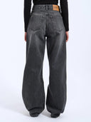 Donkergrijze wide-leg jeans donna