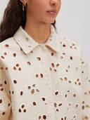 Beige blouse met broderie anisha