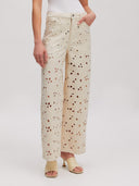 Beige jeans met broderie tabea