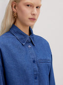 Blauwe denim blouse bibi