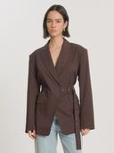 Bruine blazer met ceintuur alaula