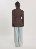 Bruine blazer met ceintuur alaula
