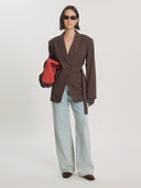 Bruine blazer met ceintuur alaula