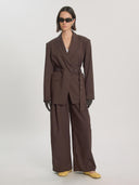Bruine blazer met ceintuur alaula