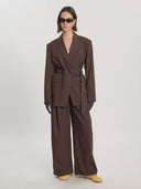 Donkerbruine pantalon met riem duana