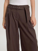 Donkerbruine pantalon met riem duana
