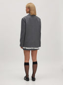 Grijze wolmix blazer camella