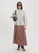 Lichtgrijs sweatvest ulima peplum hoodie