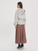 Lichtgrijs sweatvest ulima peplum hoodie