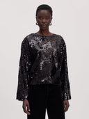 Zwarte top met pailletten xavia