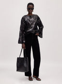 Zwarte top met pailletten xavia