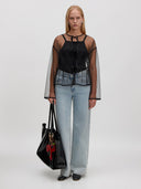 Zwarte transparante top cathy