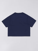 Donkerblauw cropped t-shirt w' ongaku