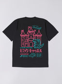 Zwart t-shirt met opdruk pink castle