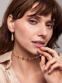 Oorbellen met warm roze gemstone pegel (3.6cm)
