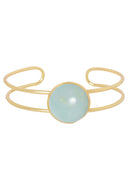Vergulde dubbele bangle met grote gemstone turquoise