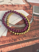 Paars gemstone balletjes armband