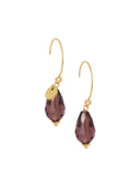 Facet drops oorbellen aubergine