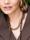Fijne gemstone ketting bruin-mêlée