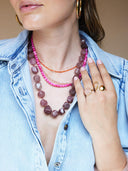 Oranje fijne korte ketting met mini edelsteentjes