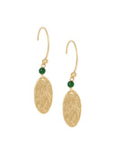 Gehamerde ovalen oorbellen met gemstone groen