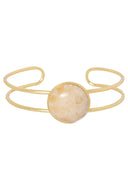 Vergulde dubbele bangle met grote gemstone geel