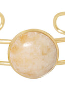 Vergulde dubbele bangle met grote gemstone geel