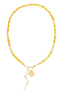 Schelpen ketting geel