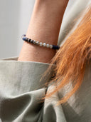 Gemstone armbandje blauw-zwart mêlée