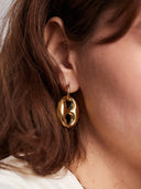 Gouden oorbellen met open ovale hanger (3.2cm)