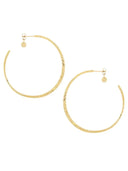 Gouden platte gehamerde oorringen large (6.2cm)