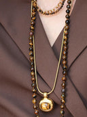 Bruine lange gemstone ketting