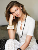 Lange gemstone ketting mat zwart