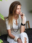 Lange gemstone ketting mat zwart