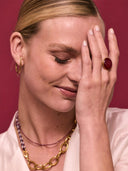 Ring met grote gemstone aubergine m