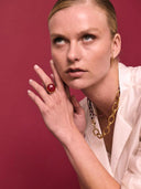 Ring met grote gemstone aubergine m