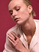 Ring met grote gemstone aubergine m