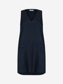Donkerblauwe wood pocket dress