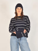 Donkerblauw gestreepte knit naples