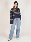 Donkerblauw gestreepte knit naples