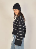 Donkerblauw gestreepte knit naples