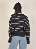 Donkerblauw gestreepte knit naples