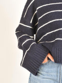 Donkerblauw gestreepte knit naples